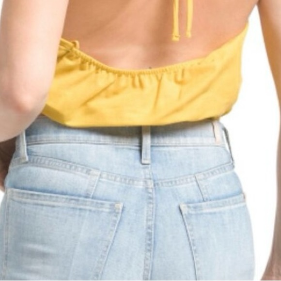 ZARA mustard Yellow Cropped Halter Top. Size Large. - Picture 2 of 5